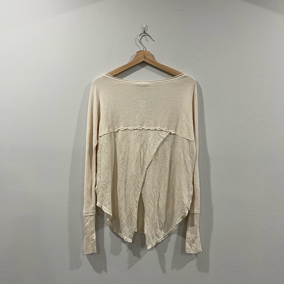 NWT LAmade Long Sleeve Beige Waffle Knit Top Sz Small - Picture 4 of 7